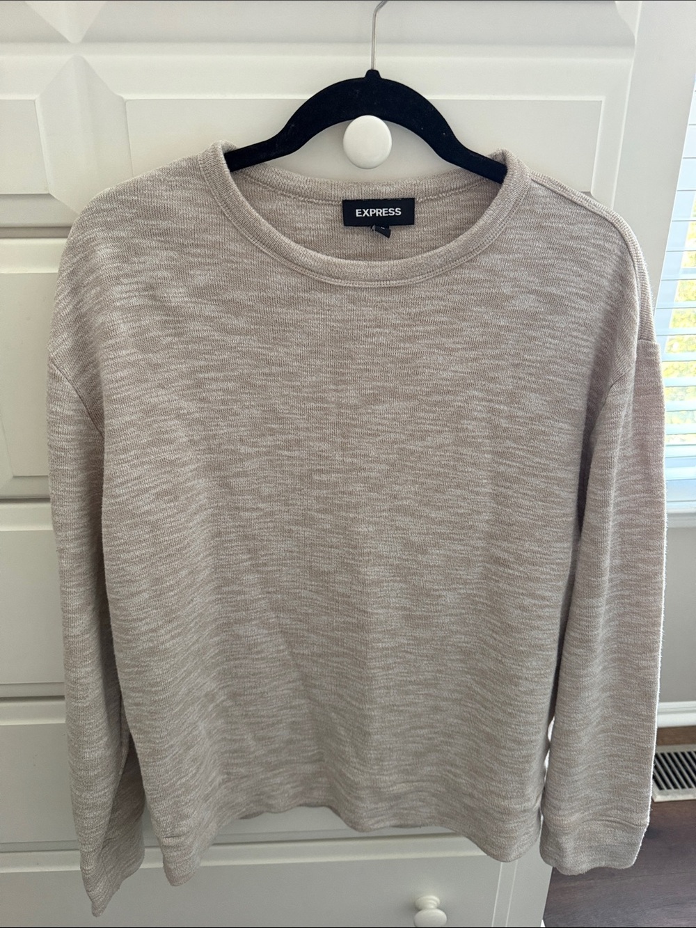 Express Beige Heather Crewneck Sweater